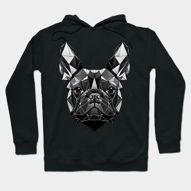 French Bulldog Geometric Portrait - Black Sapphire Hoodie by Bondoboxy